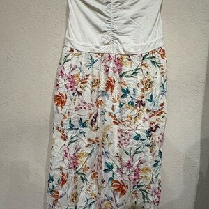 Floral White Midi Skirt